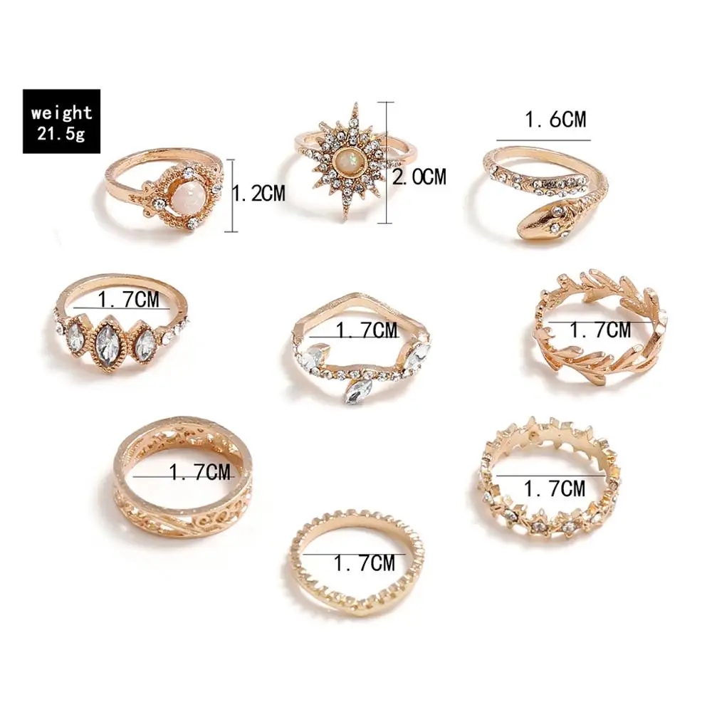 9 шт./компл. Boho смешанный золотой венок принцессы с шестигранной звездой и