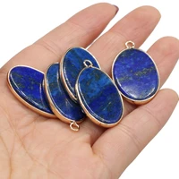1pcs natural stone oval shape lapis lazuli charms pendants for diy jewelry making fit nacklace earring jewelry gift size 20x35mm