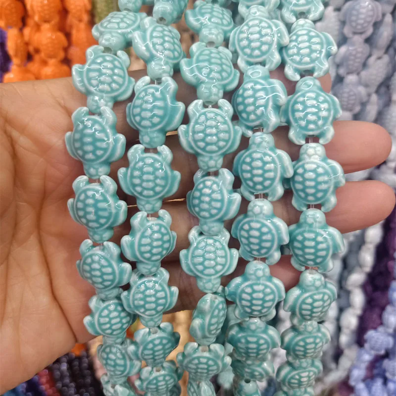 

20pcs 15x18mm Loose Spacer Sea Turtle Ceramic Beads DIY Jewelry Making Cute Tortoise Ceramics Bead Fashion Accessories