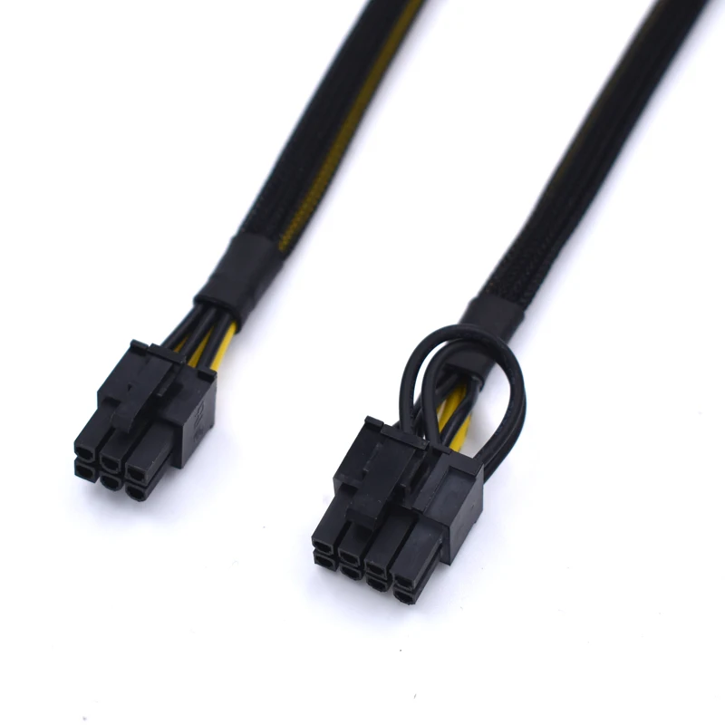 10 шт./лот 30 см PCI E 6pin к 8(6 + 2) контактный удлинитель UL 1007 18AWG кабель питания с черной