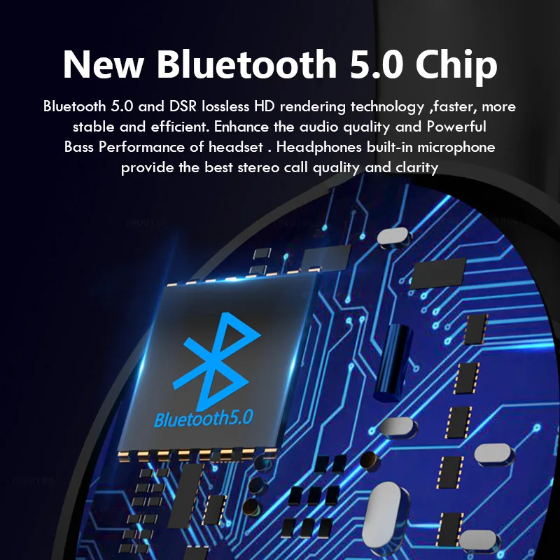 

Bluetooth 5.0 Headphones Foldablel 9D Bass Stereo Wireless Earphone Noise Reduction Gaming Headset Microphone MP3 For Mobile PC