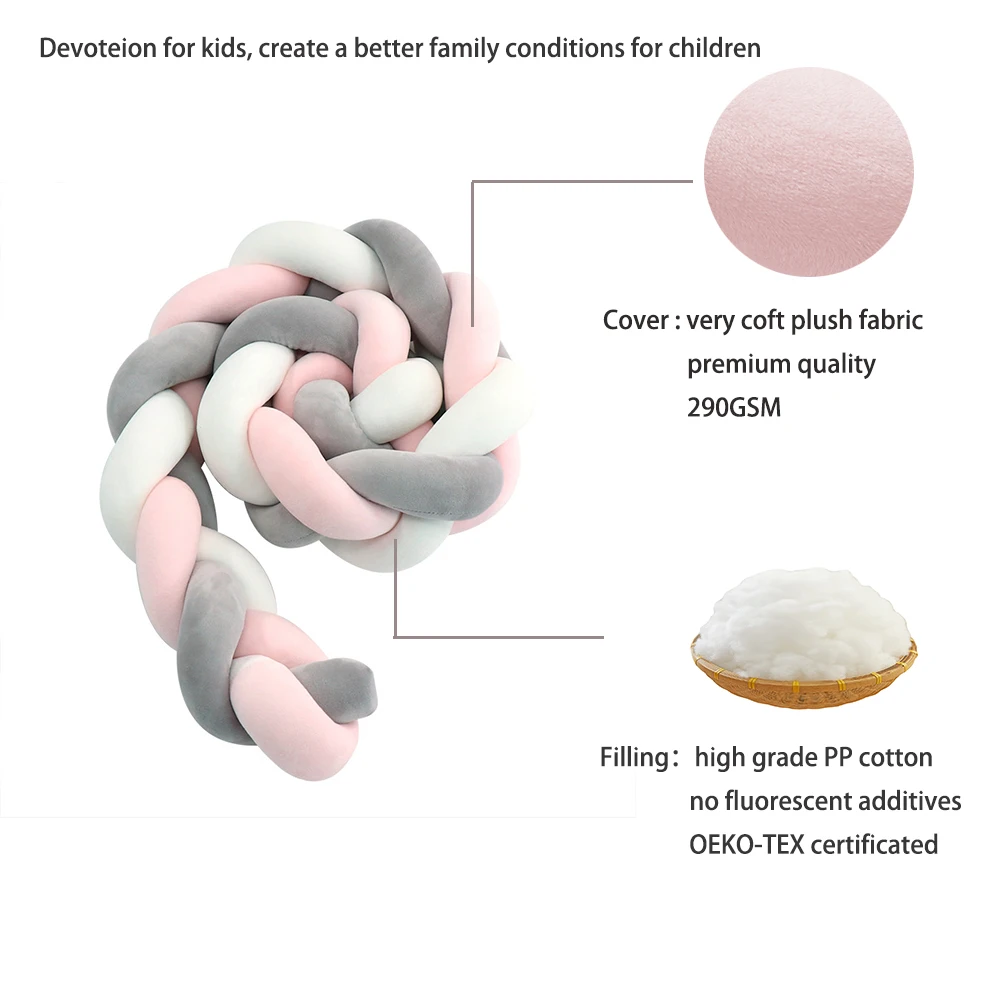 Мягкая плетеная подушка для детской кроватки 2 м/3 м бампер с узелком плюшевая