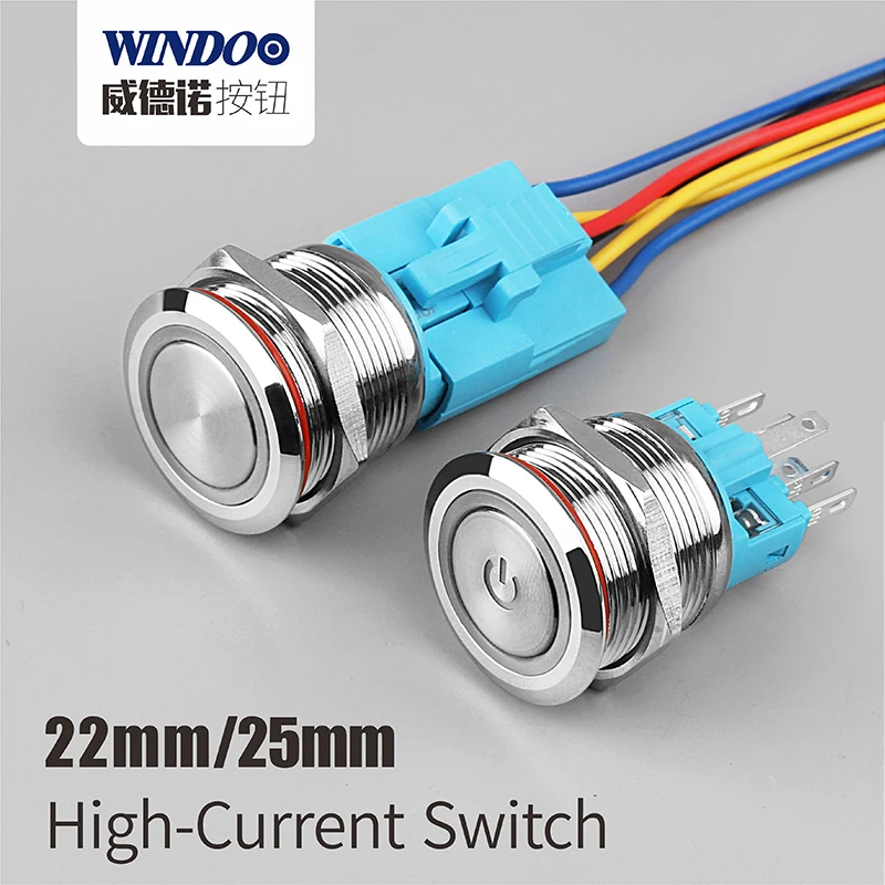 22 мм 25 самовосстановления светодиодный 3V 5V 6V12V 24V 220V металлический кнопочный