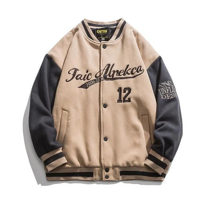 

2021 hip-hop baseball jacket letters embroidery patchwork Korean streetwear college rock jacket varsity jacket bomber jacket