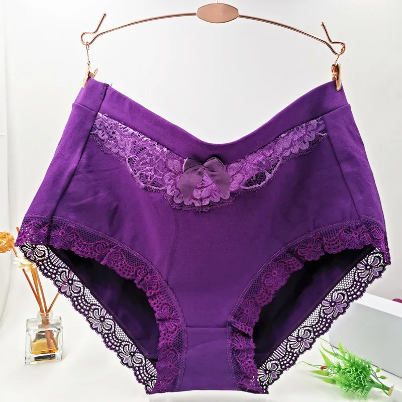 Bow Lace Underclothes Lingeries Briefs Women Breathable Cotton Underwear Plus Size 5XL 6XL Big Women's Panties | Женская одежда