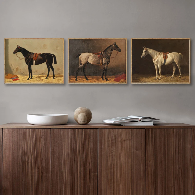 

Vintage Style Animal Horse Canvas Painting Wall Art Nordic Posters and Prints Wall Pictures for Living Room Decoration Frameless