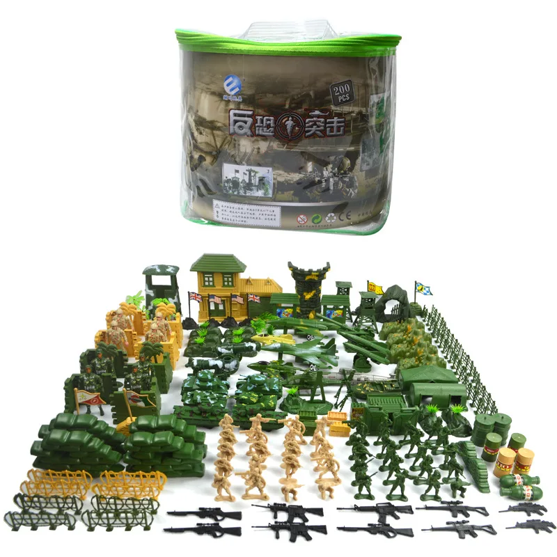 

Super military toy soldier model set 200ps sand table war scene Boy Gift educational toys