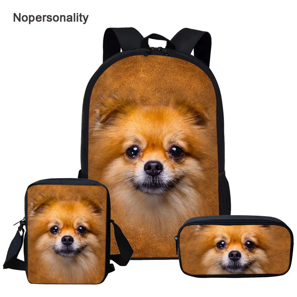 

Nopersonlity набор школьных сумок с милым изображением Померанской собаки для детей, милые школьные сумки для начальной школы, детские рюкзаки