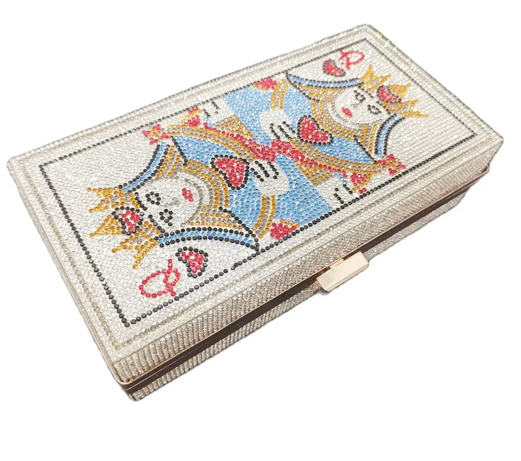 Chaliwini Новинка Покер Queen Для женщин Вечернее Crystsal сцепления вечерние коктейльные