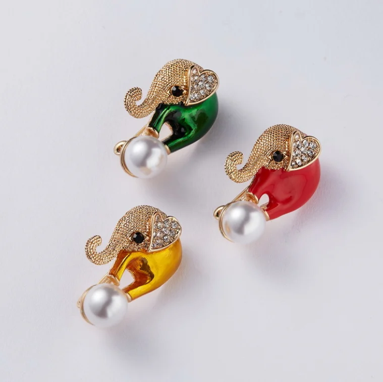 Новинка Модная креативная брошь в виде слона жемчуга стразы украшение на грудь