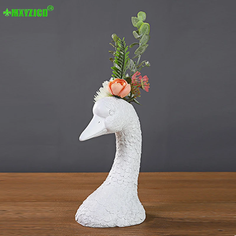 

Simple Animal Resin Vase Sculpture Crafts Living Room Balcony Desktop Flower Arrangement Flower Pot Home Decoration Ornaments