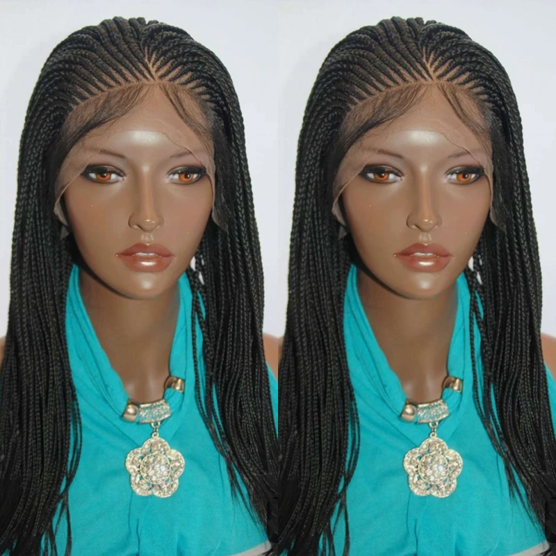 

Africa Box Braided Synthetic Lace Front Wigs Heat Resistant Cornrow 13 X4 Twist Braided Lace Wig With Baby Hair For Black Women