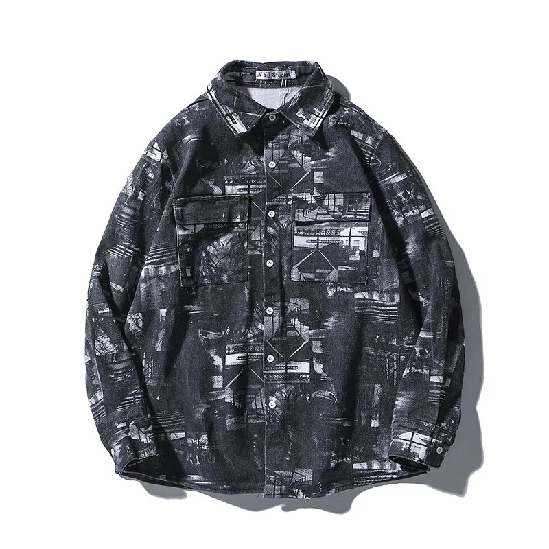 

Men Trendy Spring Autumn Jacket Loose Lapel Pattern Printing Hip Hop Relaxation Single Breasted Jacket Fashion Jacket 470375