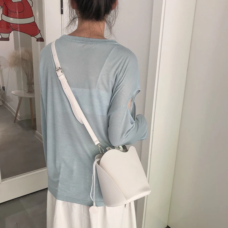 

Fashion Women Bucket Crossbody Bag Simple design small handbag Drawstring Lady Tote Braided strap Shoulder Messenger Bag