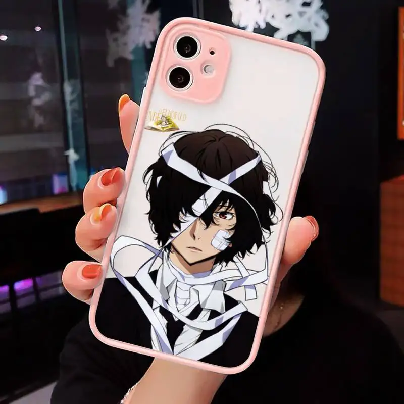

Bungo Stray Dogs Phone Cases Matte transparent For Pink iPhone 12 Mini 11 Pro XR XS Max 7 8 Plus X Back Cover