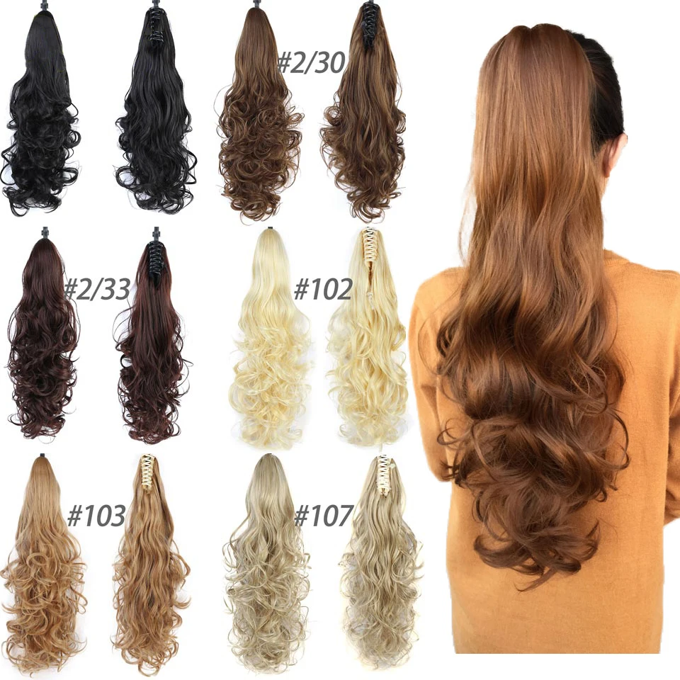 Длинные волнистые синтетические накладные волосы BUQI 24 дюйма зажим для конского