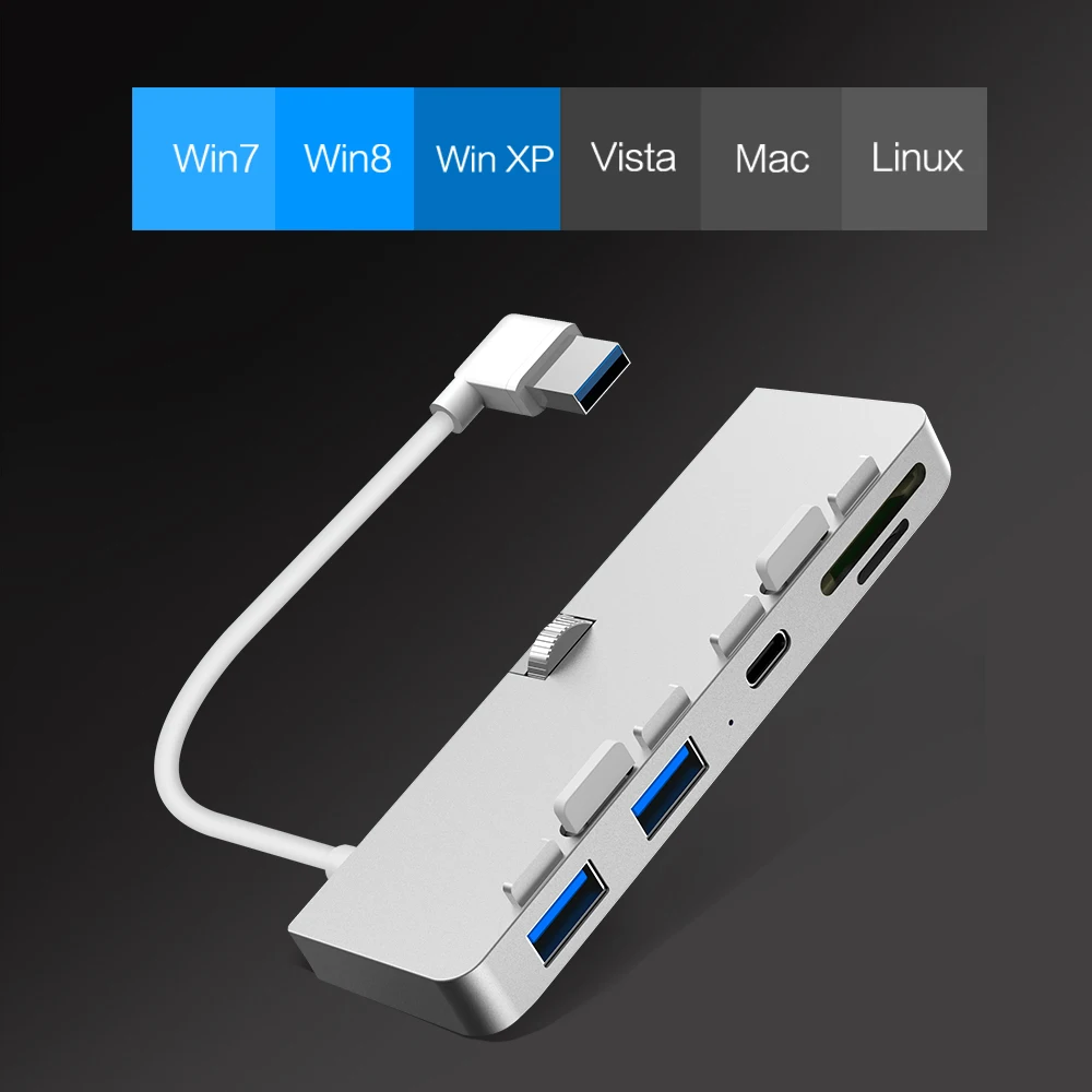 Rocketek алюминиевый сплав usb 3,0 концентратор 3 порта адаптер сплиттер с SD/TF кард-ридер для iMac 21,5 27 PRO тонкий компьютер Unibody