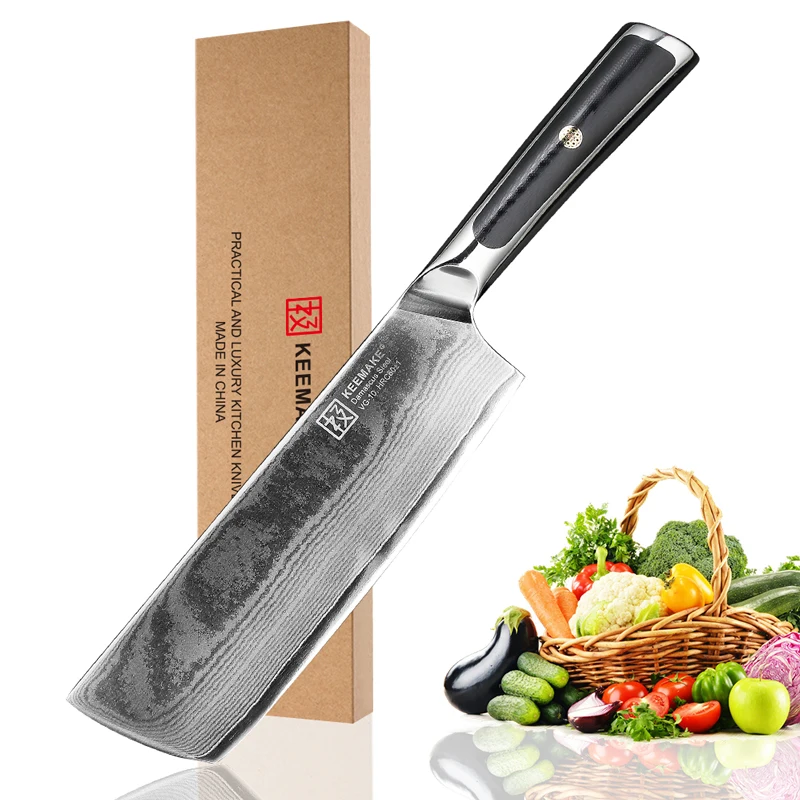 KEEMAKE дамасский шеф-повара Santoku нож для нарезания ножи для чистки овощей и фруктов японский VG10 стальной нож G10 Ручка 6 шт. набор кухонных ножей