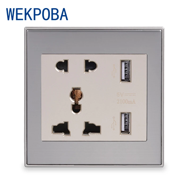 Двойная Европейская розетка WEKPOBA двойной USB-порт для зарядки ТВ-разъем