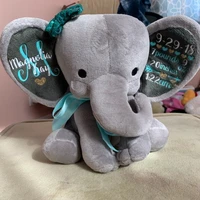 custom baby girls birth stat elephant keepsake birth announcement elephant elephant plush newborn gift personalized eleph