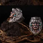 Изысканное индийское кольцо NPKDS, мужское Ретро Винтажное кольцо с головой волка сатаны, мужское властное кольцо с животными, ювелирные изделия