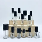 Пустой Круглый квадратный прозрачный стеклянный флакон для лака для ногтей с крышкой для кисти, контейнер для клей-краска, 20 шт., 5 мл10 мл15 мл20 мл