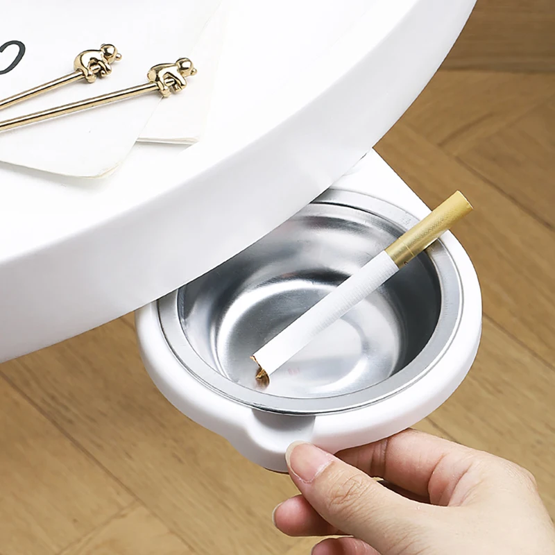 

1pc Hidden Ashtray Creative Seamless Stickers Free Perforated Rotating Ashtray Office Living Room Household Simple Table Bott