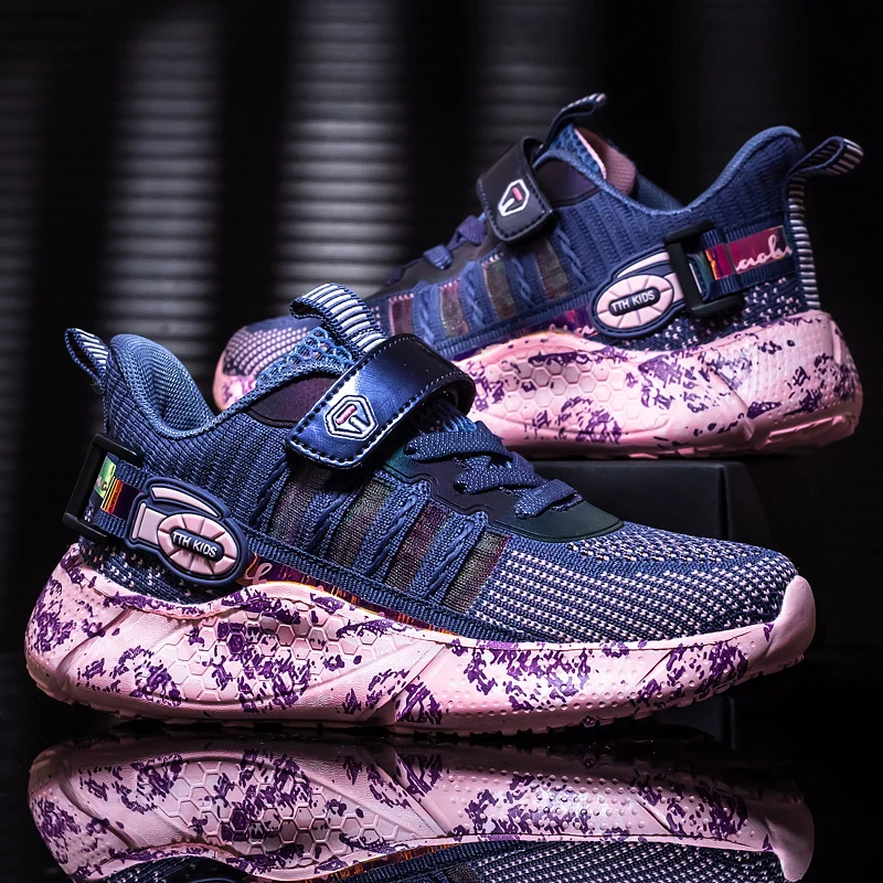 Кроссовки детские для мальчиков и девочек резиновая подошва модная спортивная