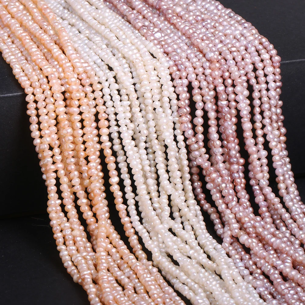 

High Quality Natural Freshwater Pearl Beads Potato Shape Glossy Pearl Loose Beads for Making Jewelry Bracelet Necklace 2-3mm