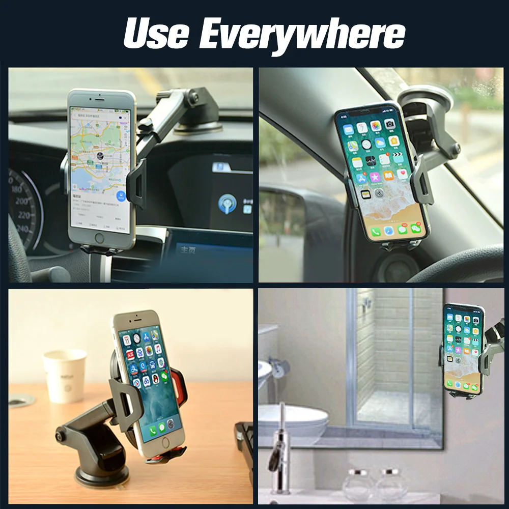 FONKEN Phone Car Holder Scalable Glass Suction Cup Desk in Car Mobile Holder Stand Large Screen Smartphone GPS Auto Bracket