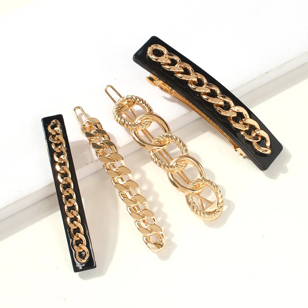 Модные полые заколки для волос женщин элегантные металлические шпильки с