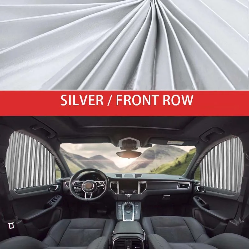 2pc Front Silver Автомобильный солнцезащитный козырек, занавеска, Универсальный козырек от солнца на боковое окно, чехол, магнитные автомобильные Чехлы, занавески, занавески, окно для детей - Цвет: 2pc Front Silver