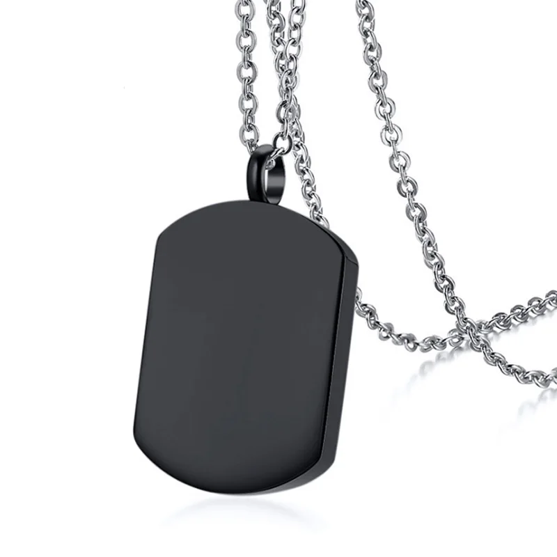 Мужское ожерелье с кремационной урной черной собачьей биркой из нержавеющей