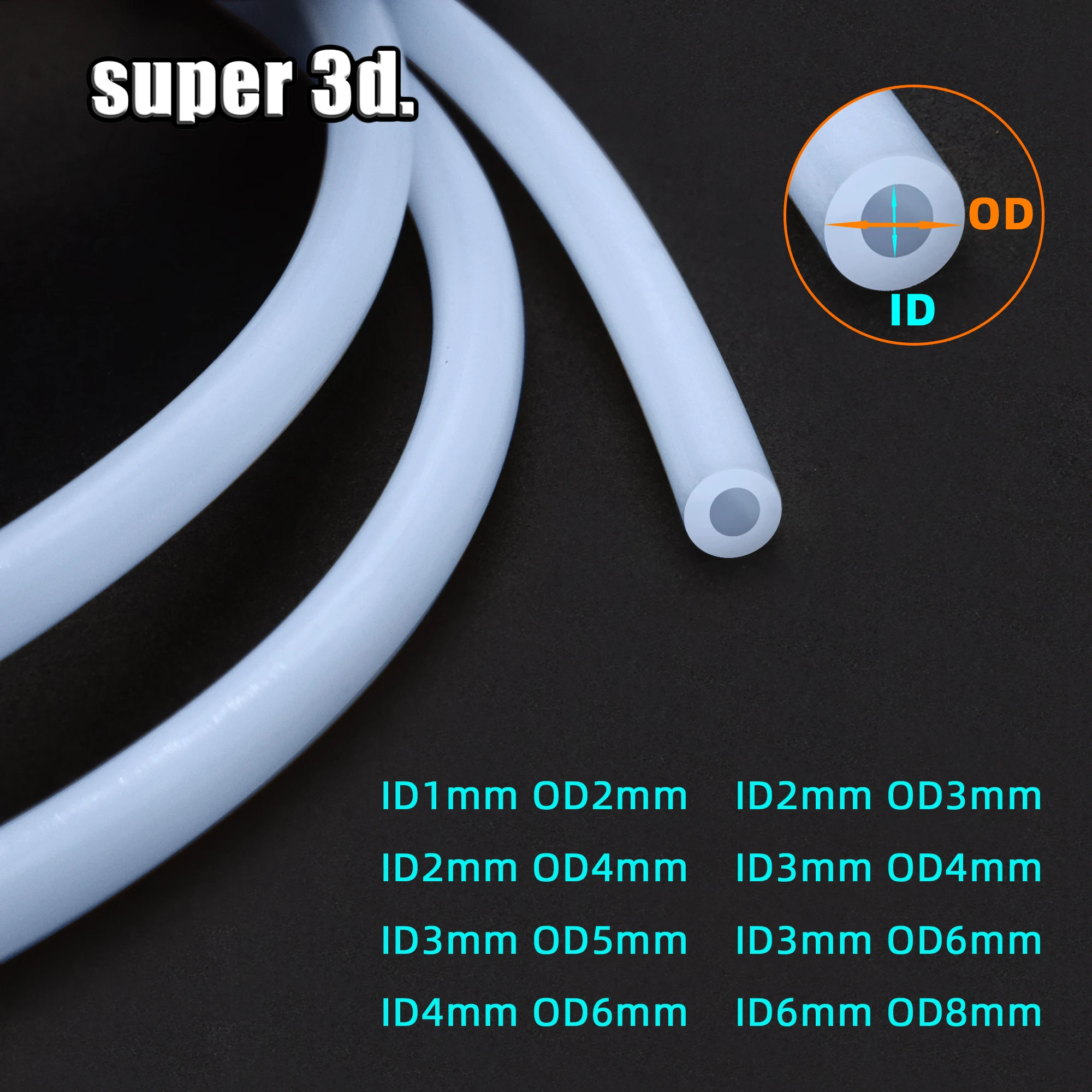 3D Printer Part 1Meter bowden extruder PTFE tube Pipe for J-head Hotend V5 V6 1.75mm /3mm Filament ID 2mm 1mm 3mm OD 4mm