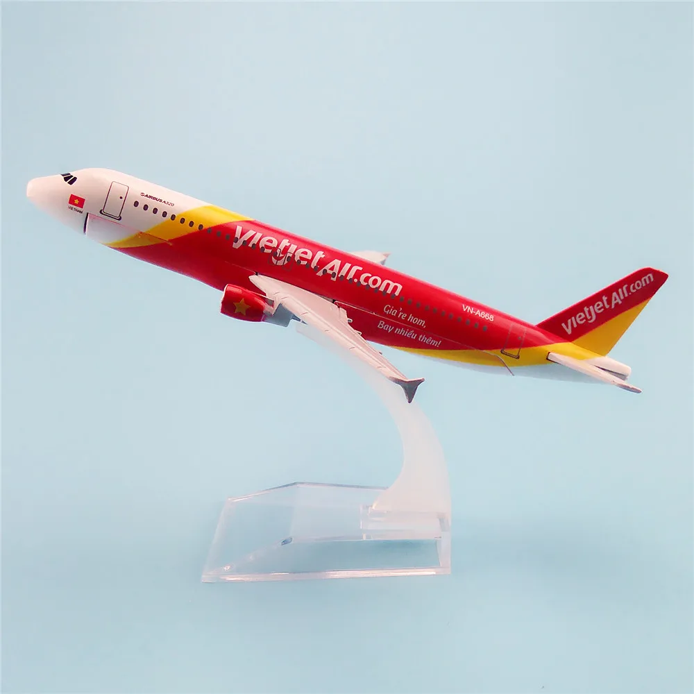 

16cm Metal Aircraft Plane Model Vietnam VietJet Air Airlines Airbus 320 A320 Airways Airplane Model w Stand Kids Gift