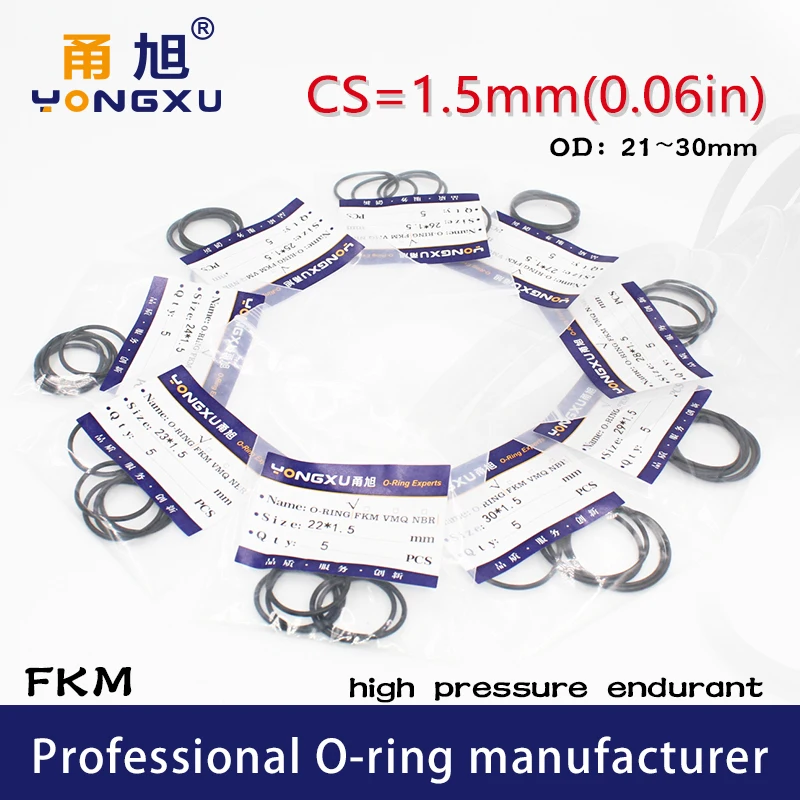 

10PCS/lot Black FKM Fluorine Rubber O-rings Seals CS1.5mm OD21/22/23/24/25/26/27/28/29/30*1.5mm ORing Seal Gasket Sealing Washer