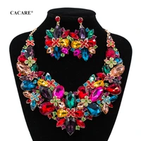 vintage jewelry sets women big necklace earring set dubai gold indian jewellery f1085 rhinestone party jewels 4 colors cacare