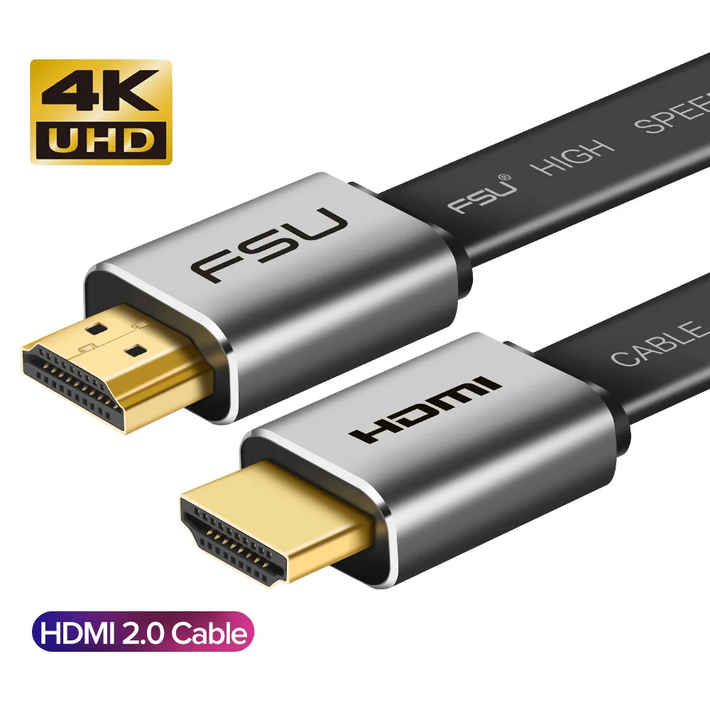 4k HD1080p 4K плоский HDMI 2,0 кабель Золотой HDMI к HDMI цинковый сплав 0,5 м 1 м 1,5 м 2 м 3M кабель для компьютера ТВ PS4/PS3 проектор кабель - Цвет: 4k