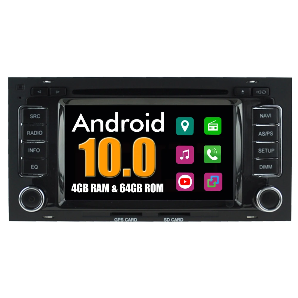 Мультимедийная Автомагнитола для Volkswagen Touareg T5 мультимедийный плеер на Android 10 с DVD