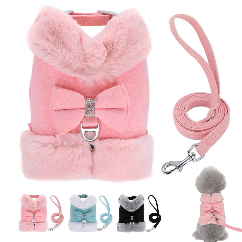 

Cute Chihuahua Yorkie Dog Cat Harness Leash Set Warm Winter Pets Puppy Clothes Vest Small Dog Clothing For Pug French Bulldog