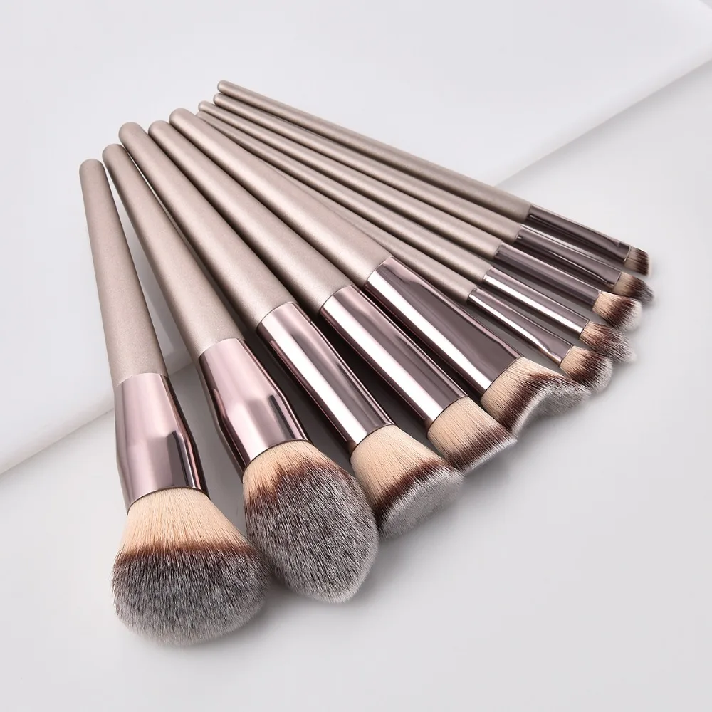 

10 Pcs Luxury Champagne Makeup Brushes Set For Foundation Powder Blush Eyeshadow Concealer Make Up Brush Cosmetics Beauty Tools