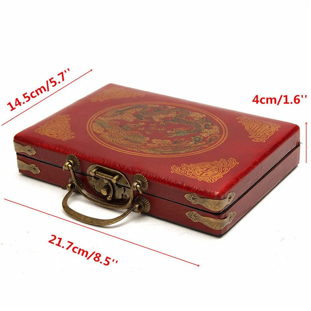 

Random 144 PCS Travel Mahjong Portable Mah-jongg With Archaistic Leather Box Toys For Adults Kids Family Game