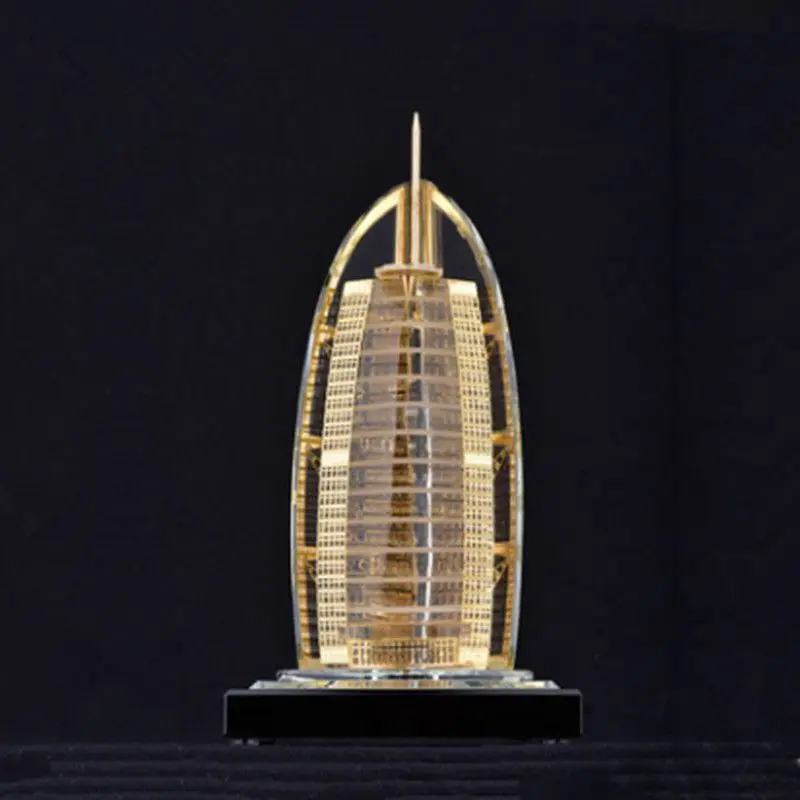 Dubai Seven Star Sailing Crafts Hotel Crystal Building Model Decoration Gold Setting Travel Souvenir | Дом и сад