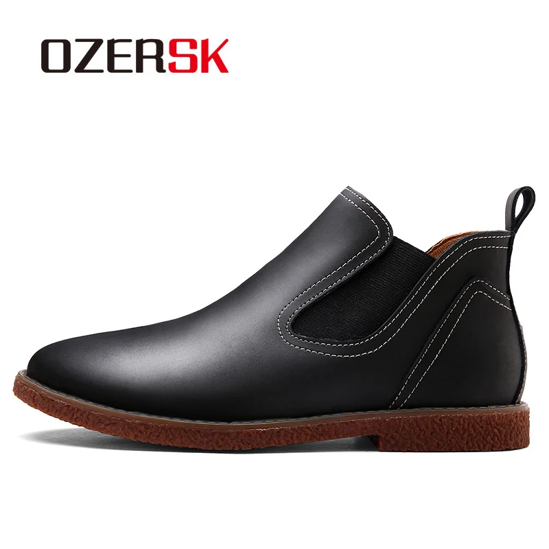 Ботинки OZERSK мужские из натуральной кожи Брендовые ботильоны Повседневная