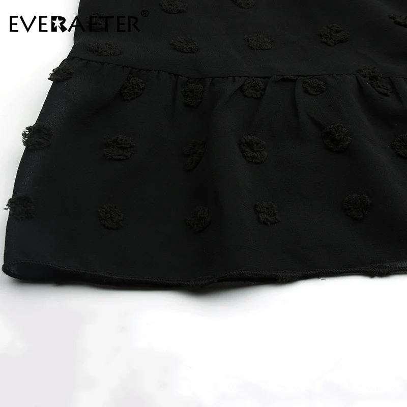 

EVERAFTER Elegant Solid Dot Embroidery Mini Dress Women Long Sleeve High Waist A-line Spring Casual Female Beach Dress Vestidos