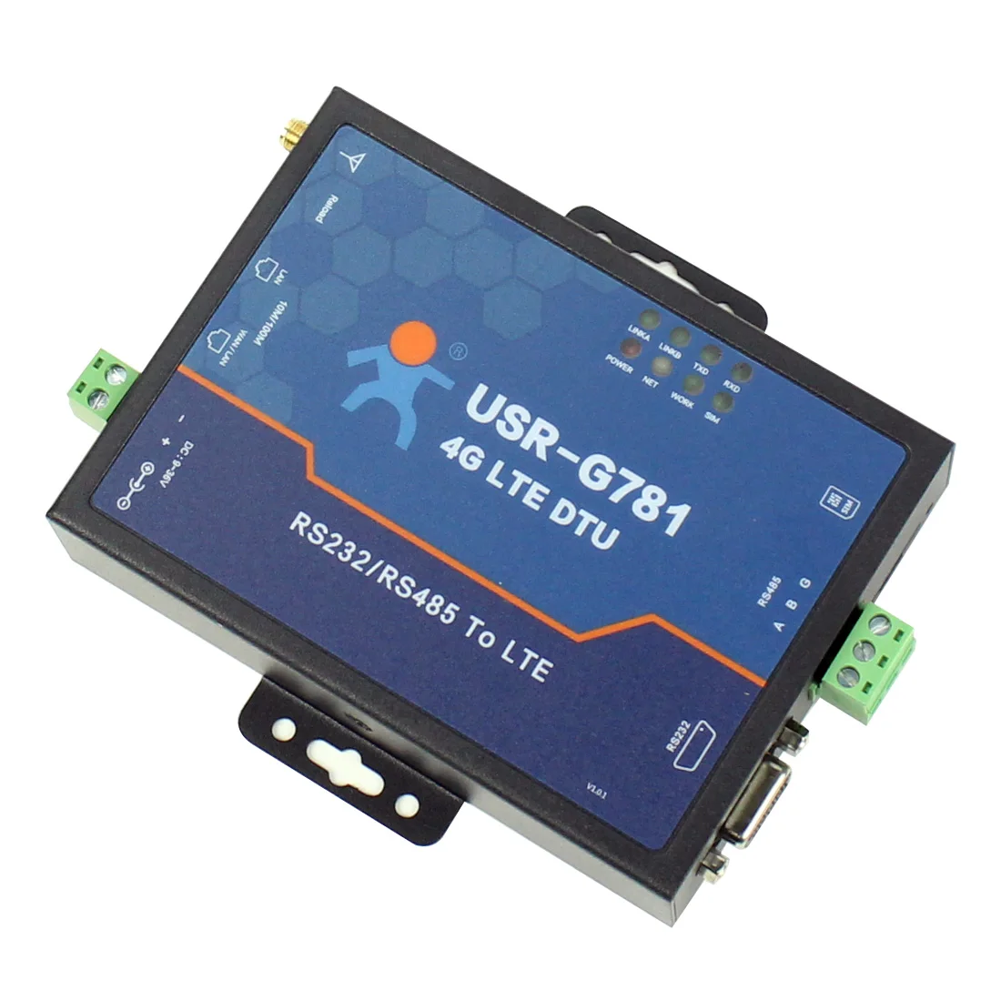 USR-G781 промышленная Прозрачная передача данных RS232/RS485 последовательный 4G LTE модем с портом Ethernet