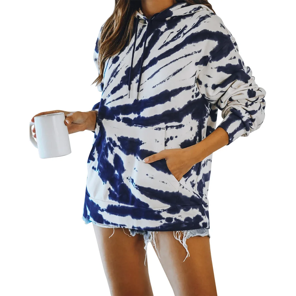 

Women Hoodies Autumn 2020 Print Casual Tie-Dye Drawstring Sweatshirt Oversized Streetwear Sweatshirts Hip Hop Cool Pullover Tops
