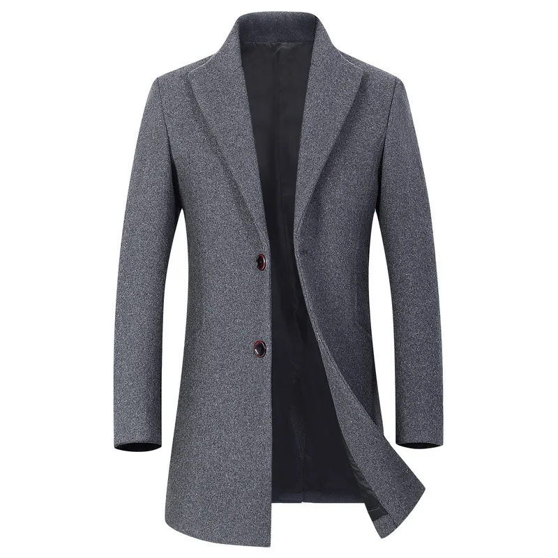 

Winter Wool Jacket Men's High-quality Wool Coat Solid Color Casual Slim Collar Wool Coat Men's Long Cotton Collar Trench Coat