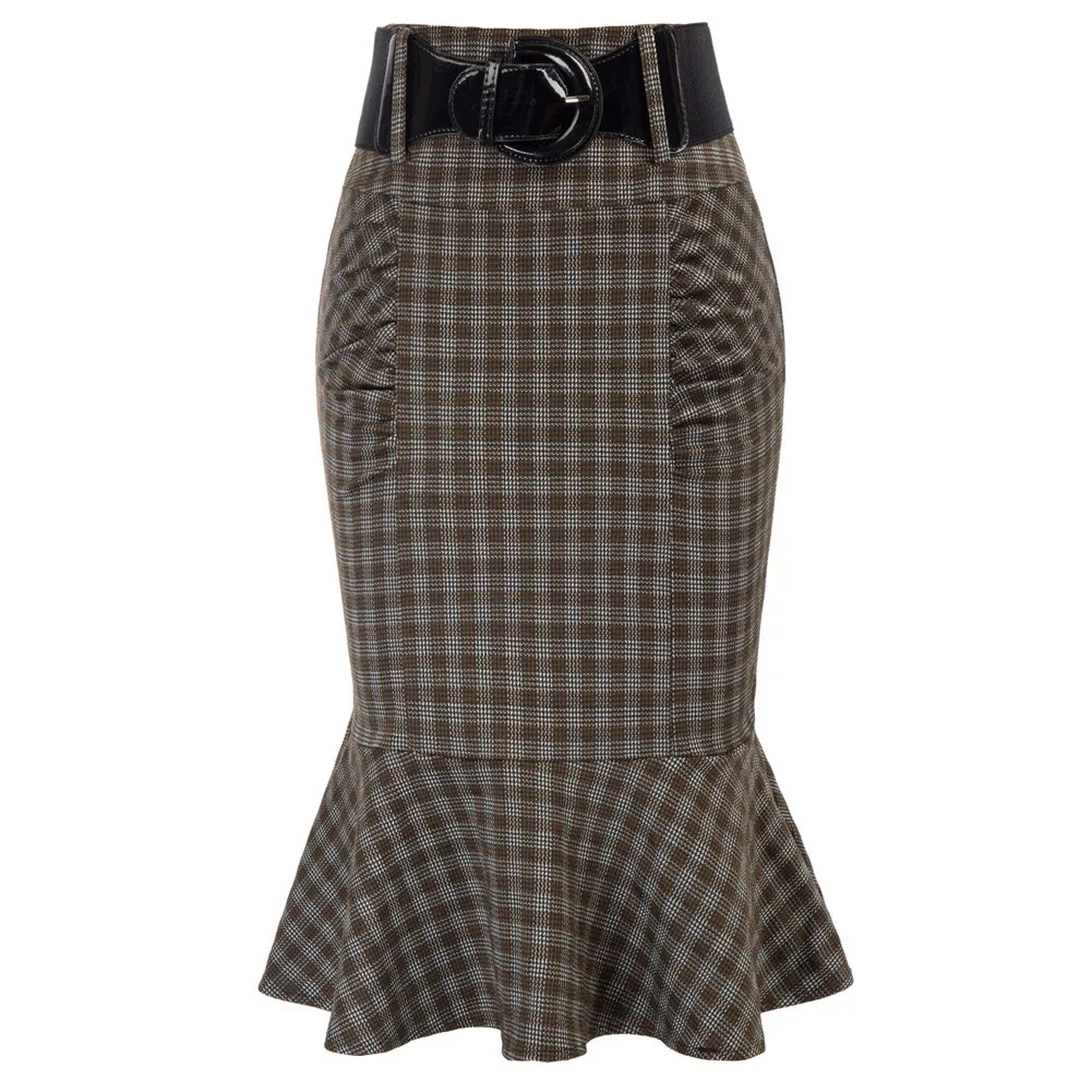 Женская винтажная облегающая юбка-карандаш с юбкой годе рубашки поясом