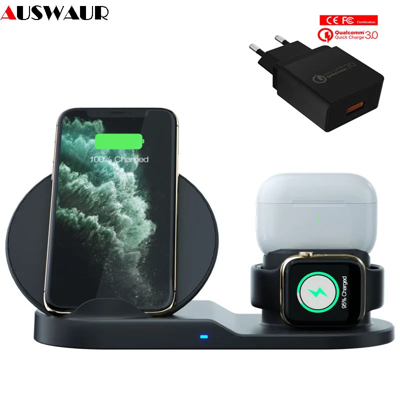 Беспроводное зарядное устройство 3 в 1 для Apple Watch iWatch 2 4 5 Airpods pro QI беспроводное iPhone